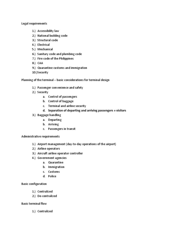 Airport Terminal Design and Regulations | PDF