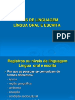 Níveis de Linguagem entre Oral e Escrita