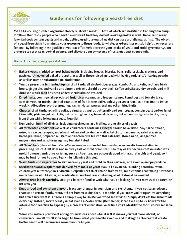 Guidelines For Following A Yeast Free Diet PDF Vegetables Drink