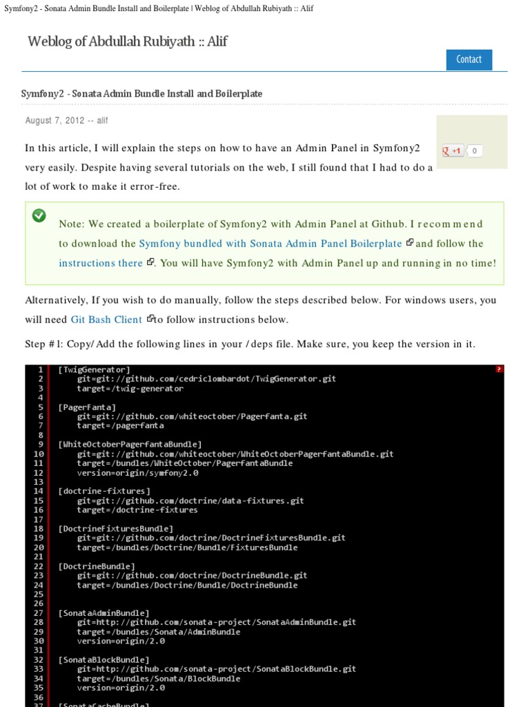 Symfony2 - Sonata Admin Bundle Install and Boilerplate - Weblog of ...