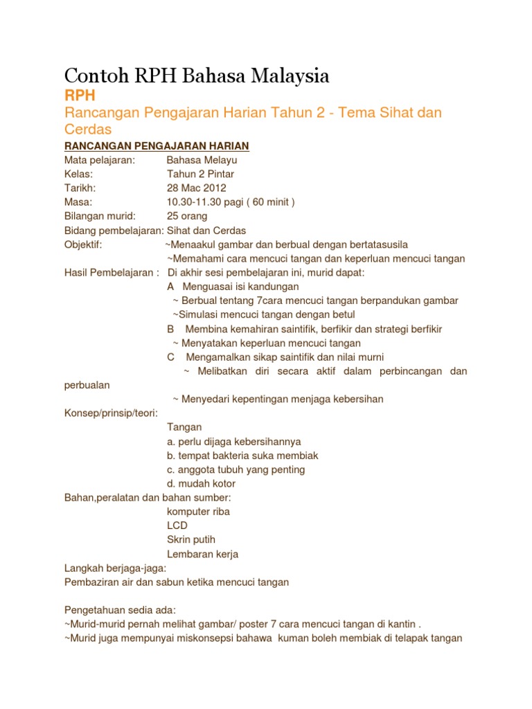 Contoh Rph Bahasa Malaysia Pdf