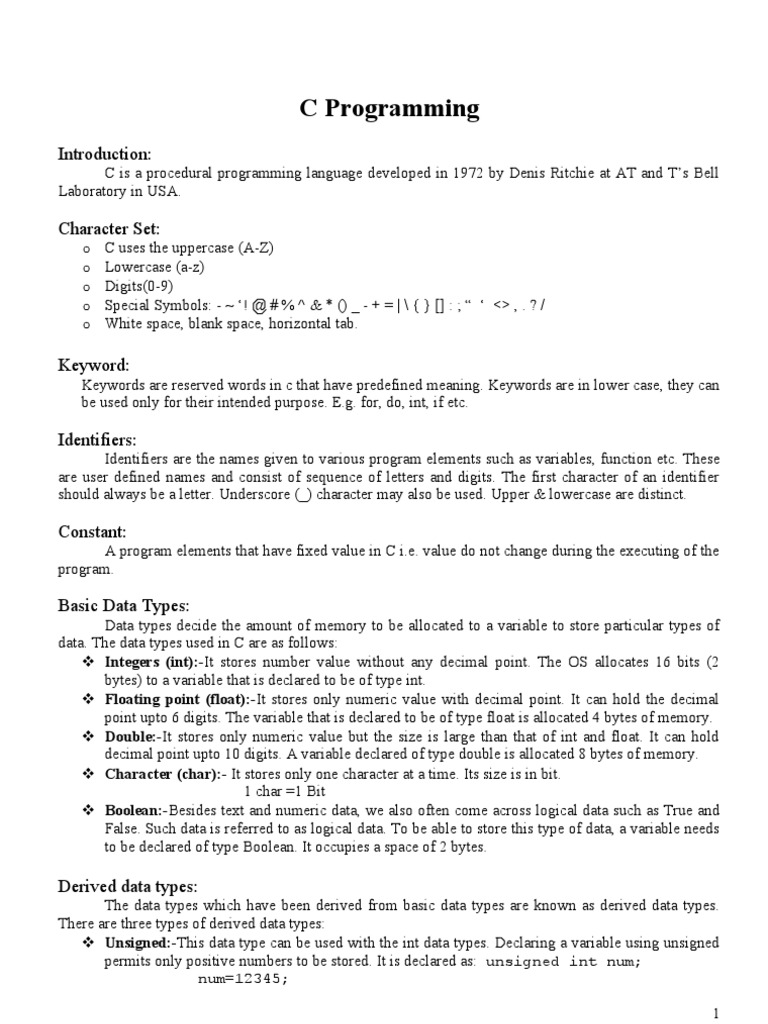 C Programming | PDF | Data Type | Array Data Structure