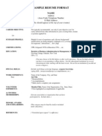 Sample Resume Format: (This Should Appear at The Top of Your Resume)
