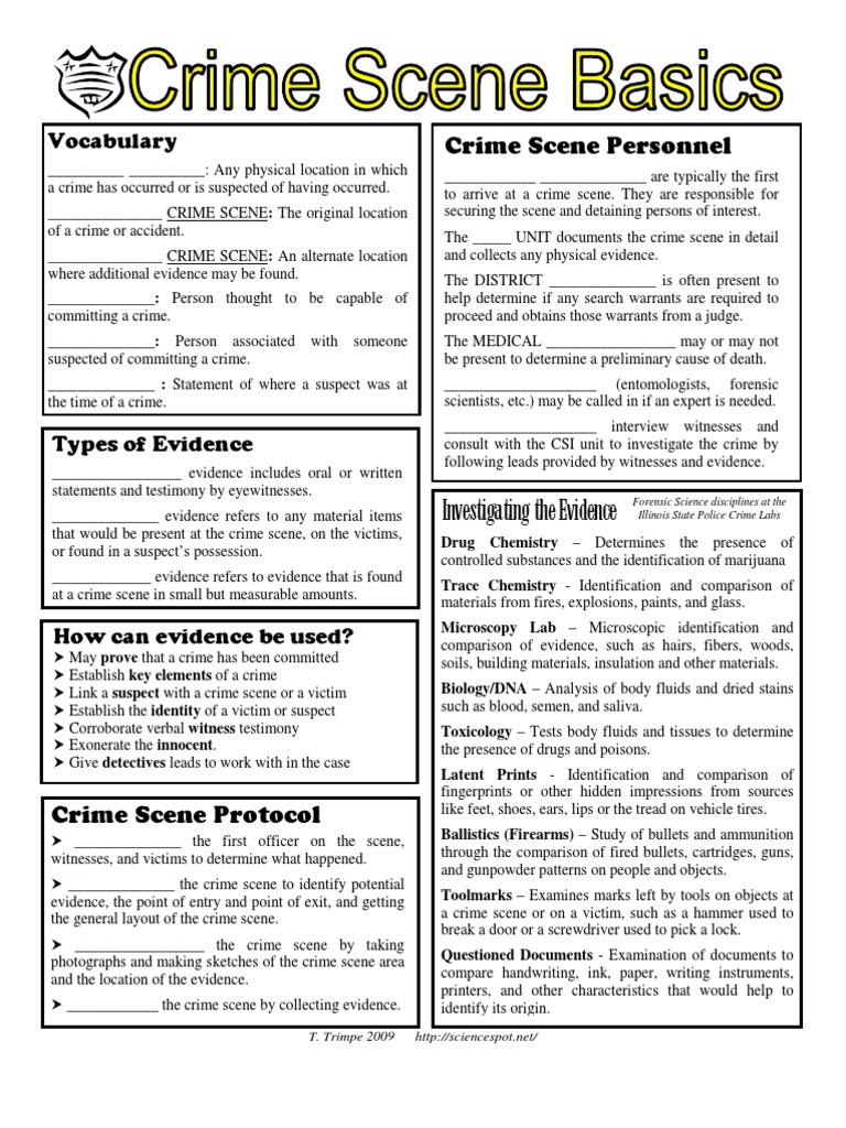 crimescene basics worksheet 1 pdf crime scene witness