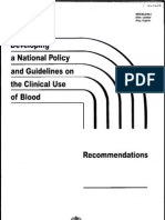Developing A National Policy and Guidelines On Clinical Use of Blood