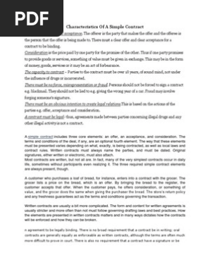 Characteristics of a Simple Contract