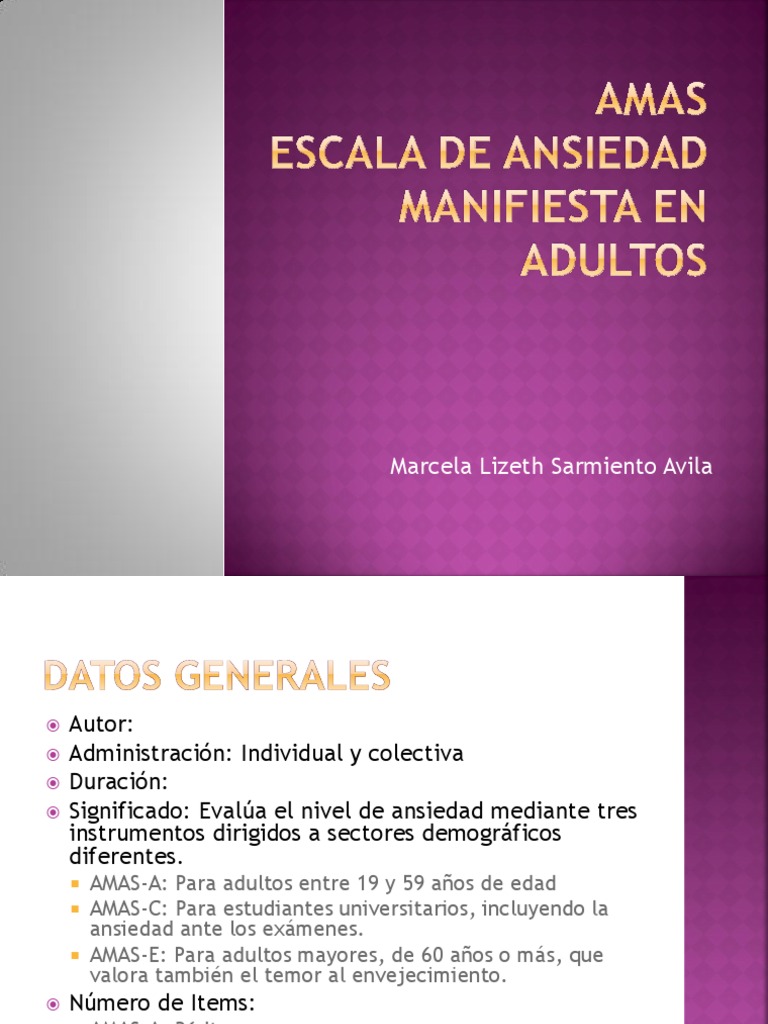 Escalas AMAS: Evaluación de Ansiedad | PDF | Validez (Estadísticas ...