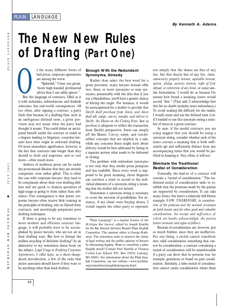 Improving Corporate Agreement Drafting | PDF | Consideration | Lien