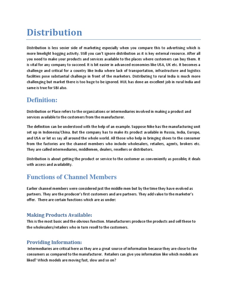 Distribution Definition PDF Distribution (Business) Franchising