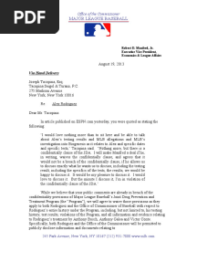 MLB Letter To Joe Tacopina