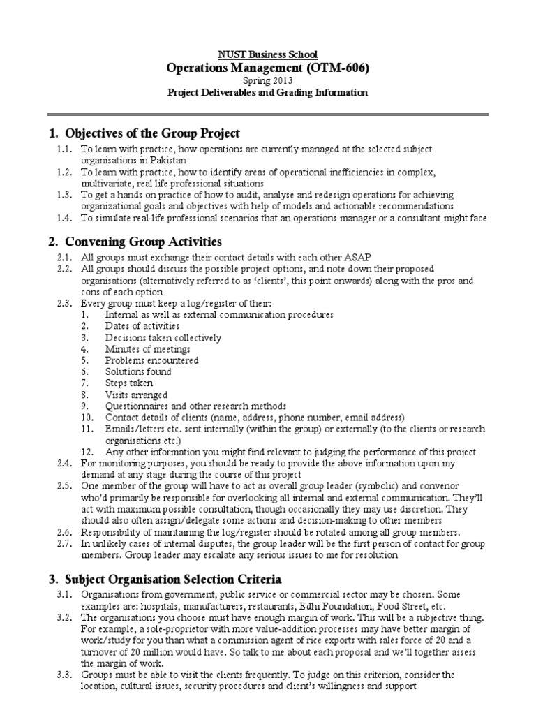 Project Information | PDF | Operations Management | Critical Thinking