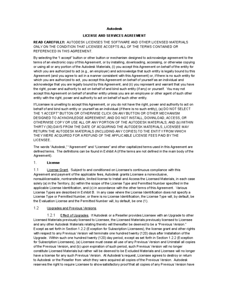 Autodesk License and Services Agreement Read Carefully: Autodesk ...