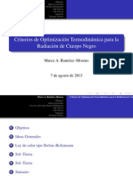 Criterios de Optimización Termodinámica para La Radiación de Cuerpo Negro