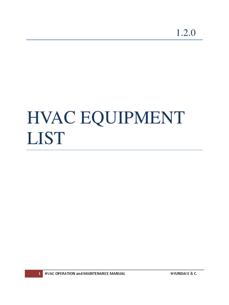 HVAC Equipment List PDF Hvac Air Conditioning
