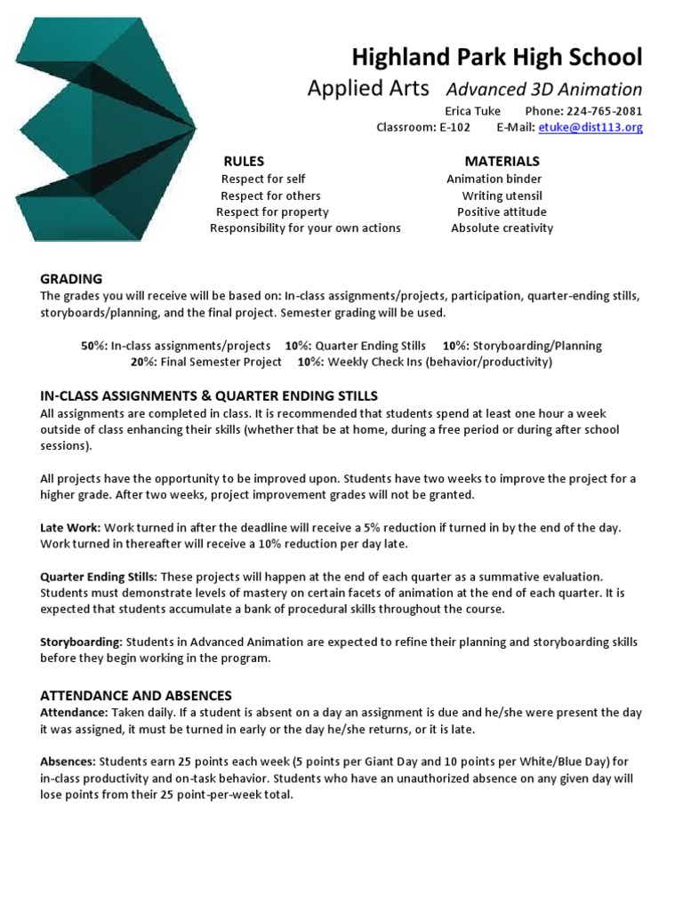 Advanced 3D Animation Class Guidelines | PDF | Communication | Cognition