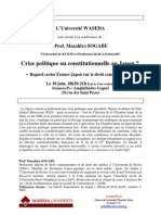 Masahiro SOGABE, Conférence - Crise Politique Ou Constitutionnelle Au Japon