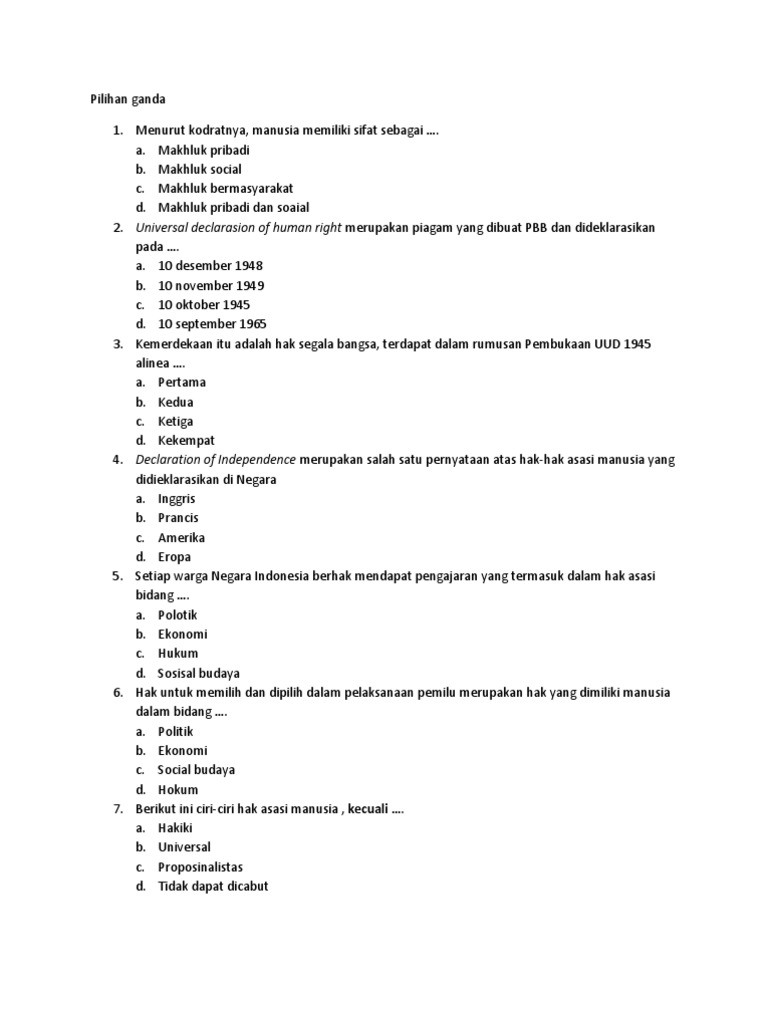Soal Uts Pilihan Ganda Pkn Tentang Wawasan Nusantara - Soal Pelajaran