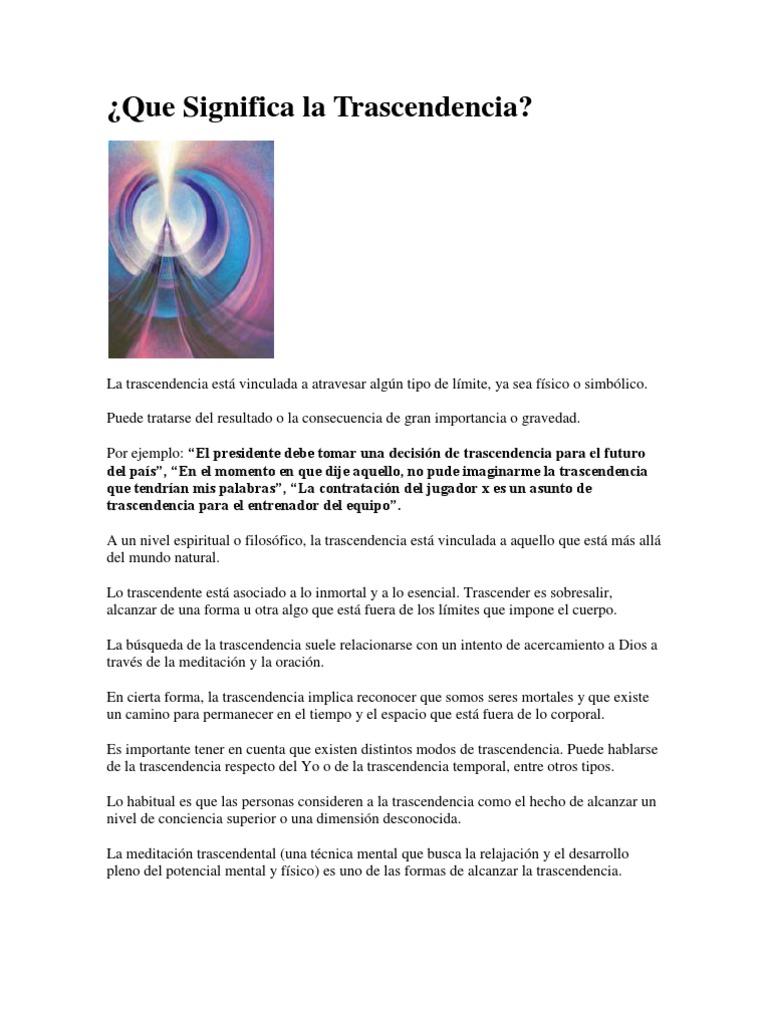 Que Significa La Trascendencia Trascendencia (filosofía