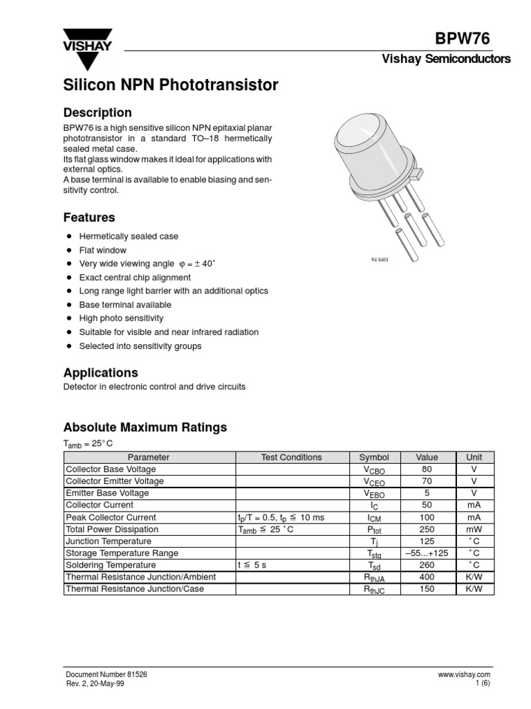 Technical Specifications and Performance Characteristics of the BPW76