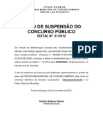 Suspensão de Concurso Público pela Comarca de Terra Nova