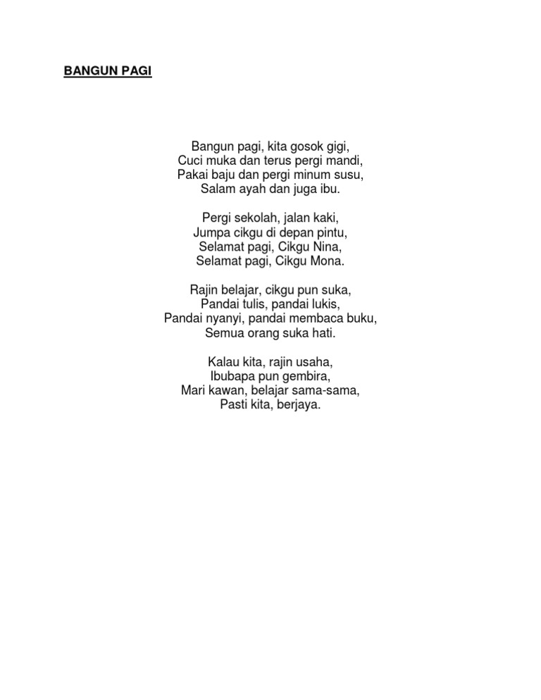 Lirik Lagu Bangun Pagi Pdf