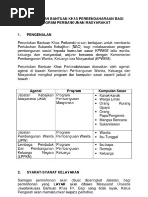 Peruntukan Bantuan Khas Perbendaharaan Bagi Program Pembangunan Masyarakat Pdf
