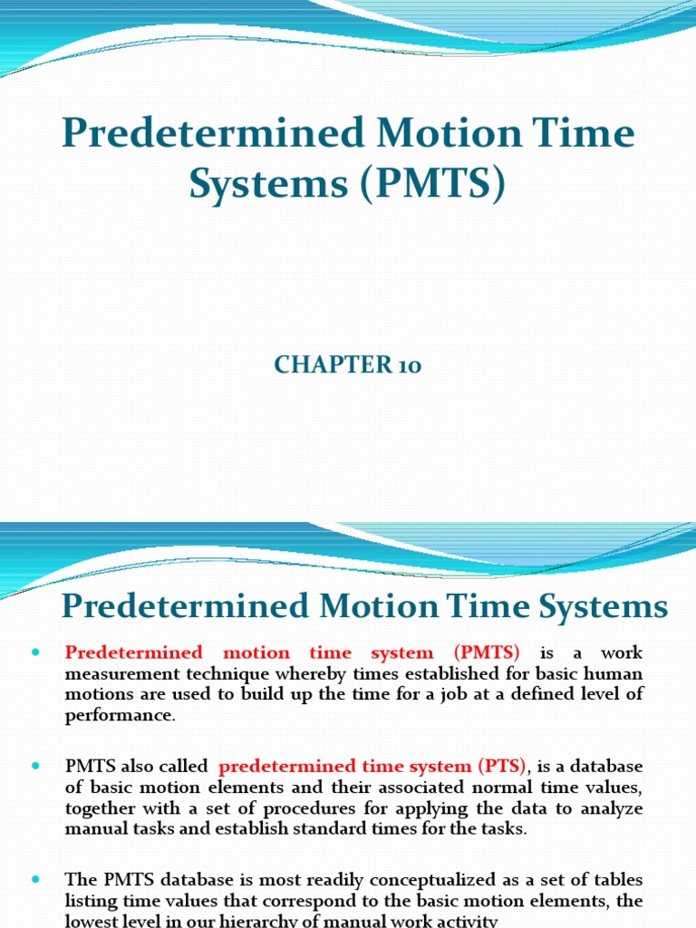 Chapter 10 Predetermined Motion Time Systems | PDF | Time