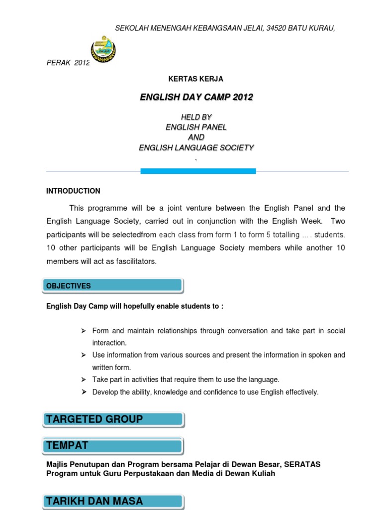 Kertas Kerja English Camp 2012  PDF