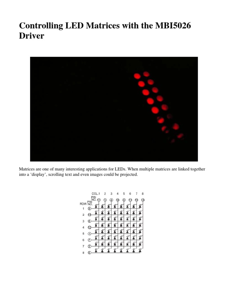 Controlling LED Matrices With The MBI5026 Driver | PDF | Matrix ...