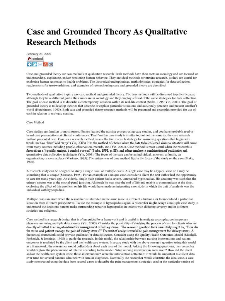 Case and Grounded Theory As Qualitative Research Methods | PDF ...