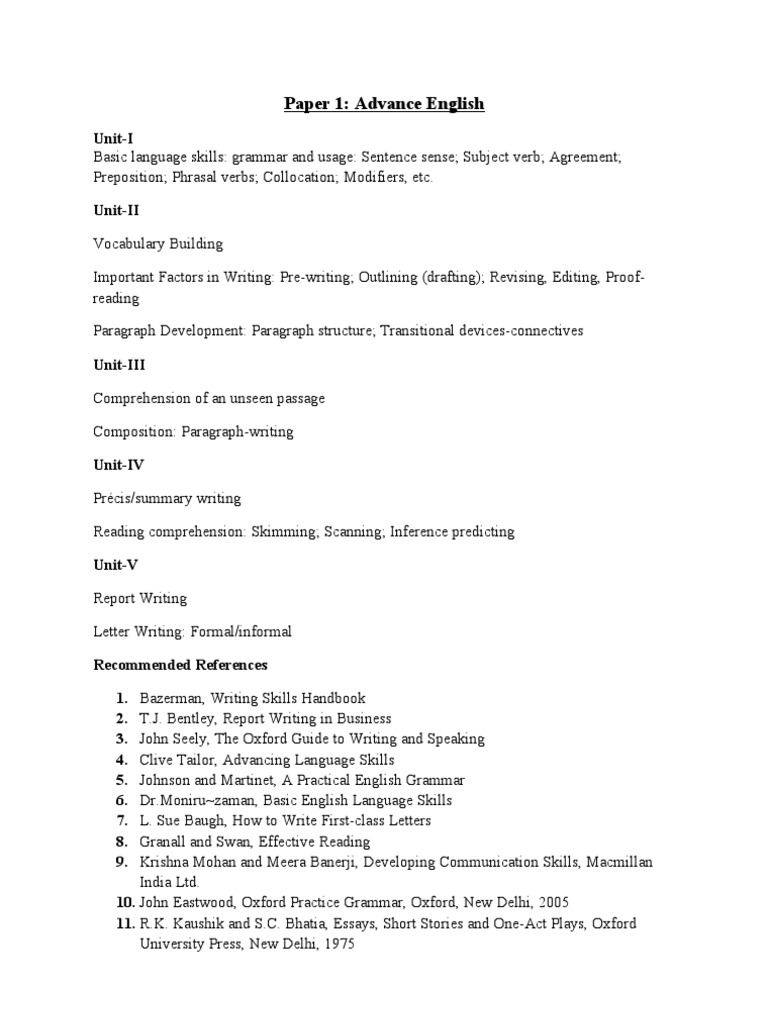 Advanced English Language Skills Guide | PDF