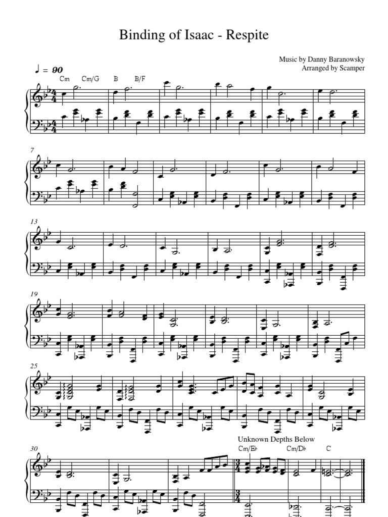 Binding Of Isaac Respite Sheet Music Oklm