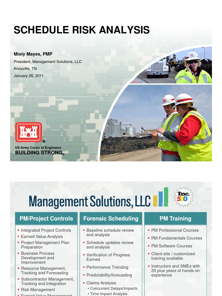 Schedule risk analysis schedule risk analysis mitm pmp misty mayes