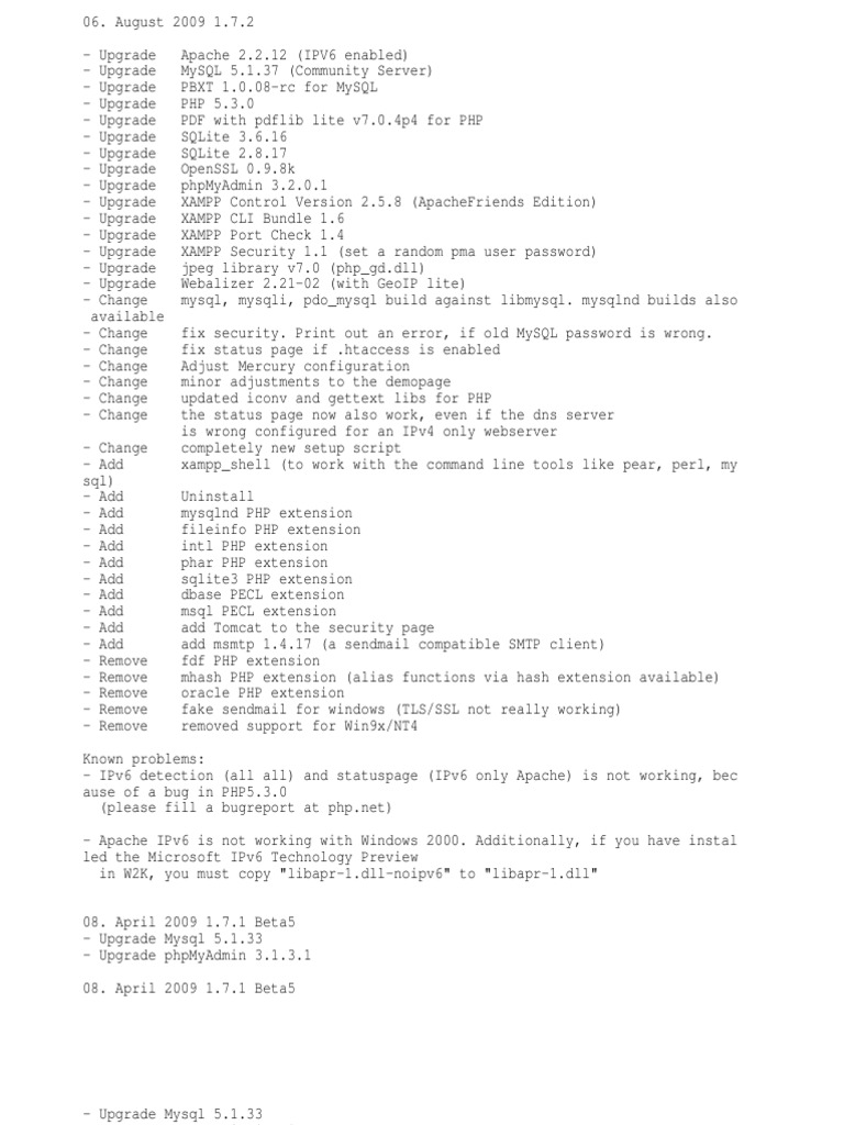Xampp Changes | PDF | Php | Software
