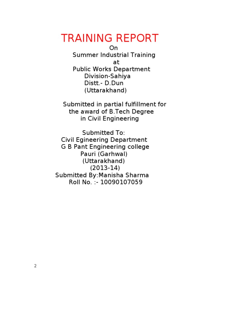 Summer Training Report on Hydroelectric Project | PDF