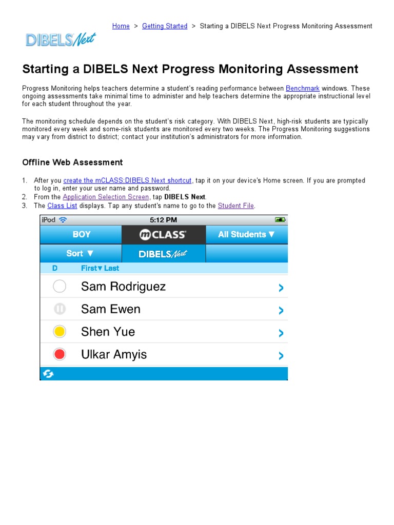 Dibels next progress monitoring assessment pdf educational