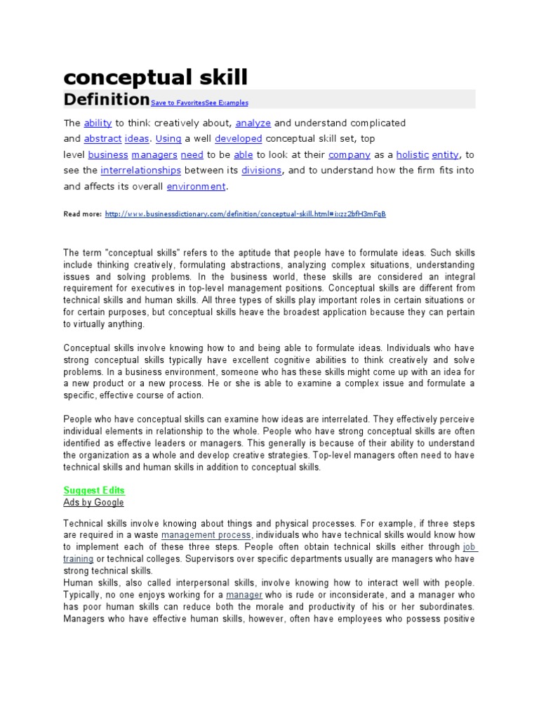 Conceptual Skill Pdf Social Skills Abstraction