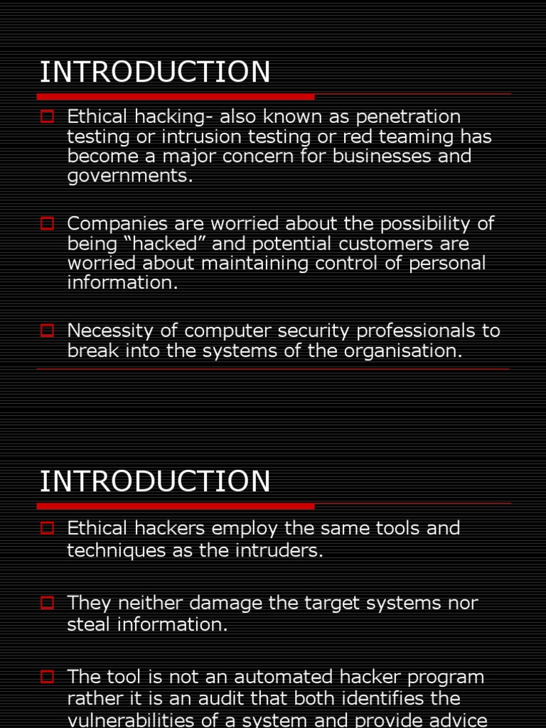 Introduction to Ethical Hacking | PDF | Security Hacker | White Hat ...