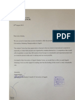 Letter From University of Zagreb Union. 