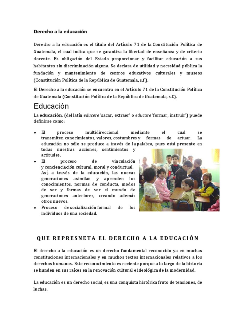 Derecho A La Educación | PDF | Derechos humanos | Estado (política)