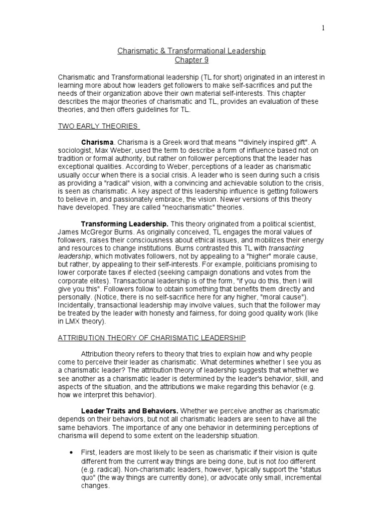 Charismatic & Transformational Leadership | PDF | Transformational ...