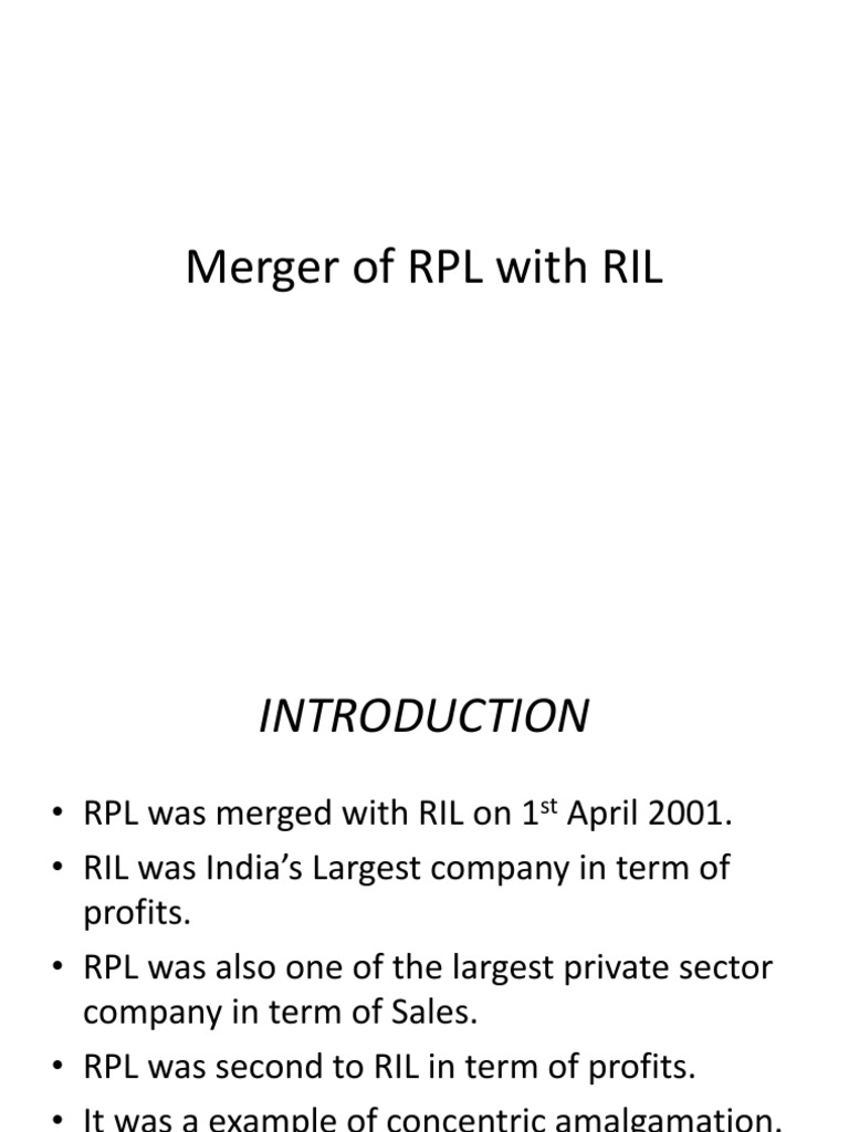 RPL-RIL Merger: Impact & Insights | PDF | Finance & Money Management