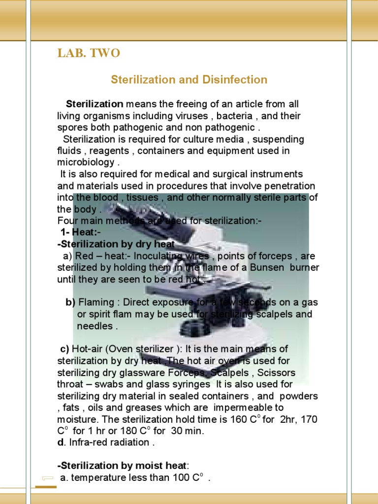 Lab 2 PDF Sterilization (Microbiology) Disinfectant