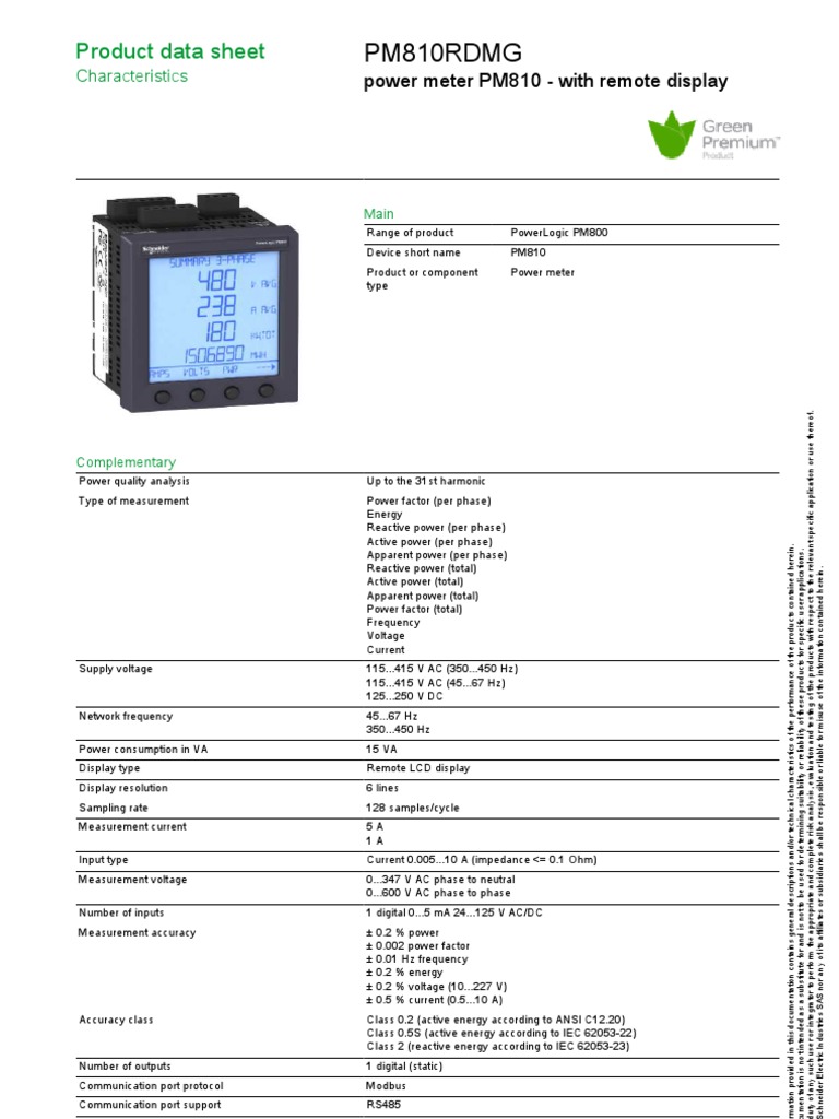 PM810 Power Meter Specifications | PDF | Ac Power | International ...