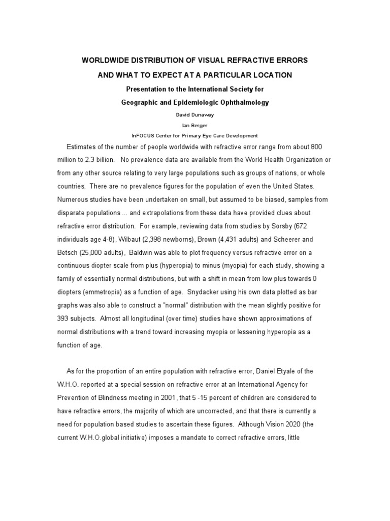 Global Visual Refractive Error Trends | PDF | Vision | Ophthalmology