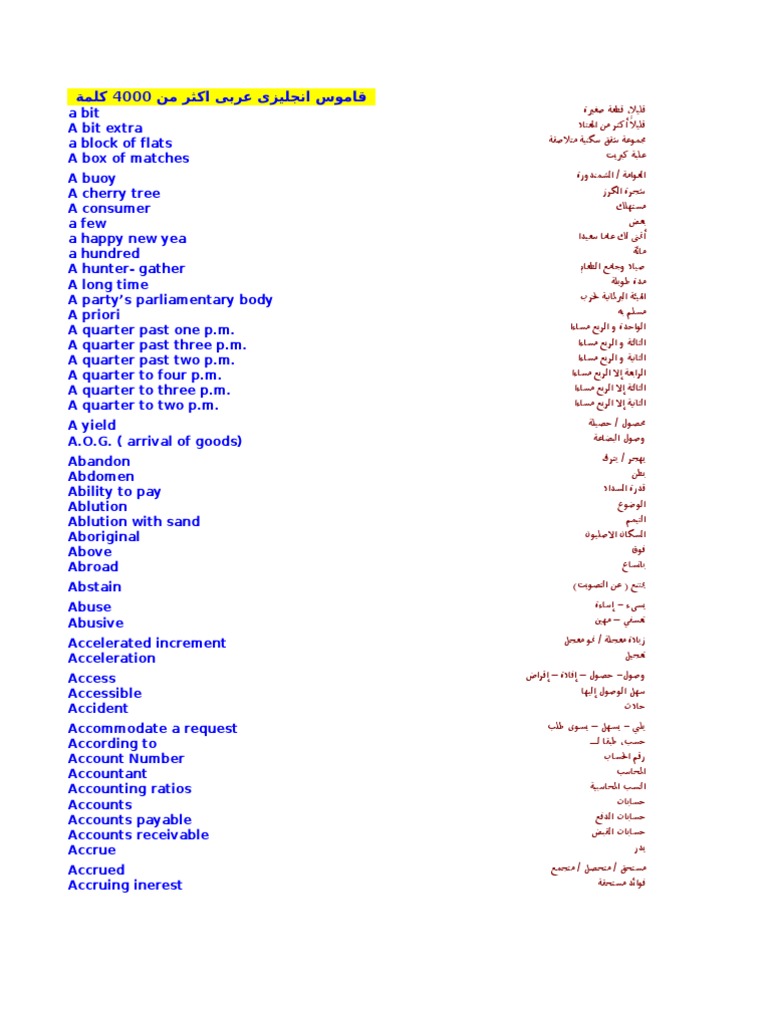 Dictionary Arabic English