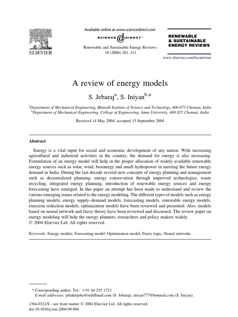 Review of Energy Modeling Techniques | PDF | Renewable Energy | Wind Power