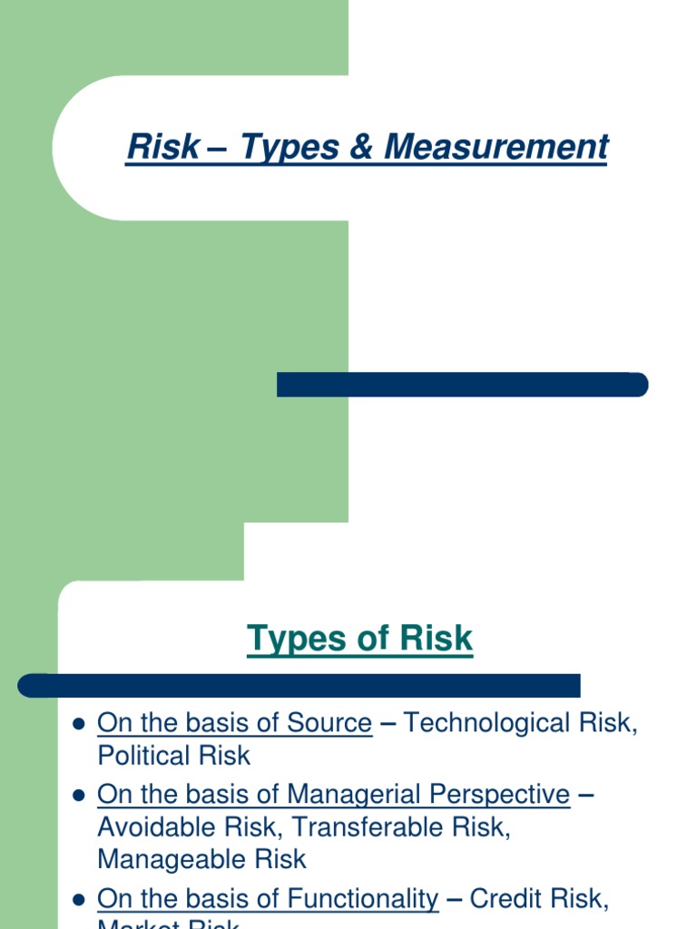 Types and Measurement of Risk Explained | PDF | Value At Risk ...