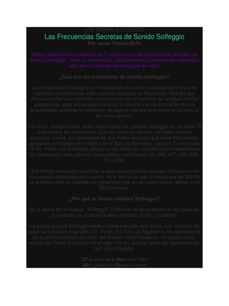 Frecuencias Solfeggio y su Sanación | PDF | Sonido | Escala (música)