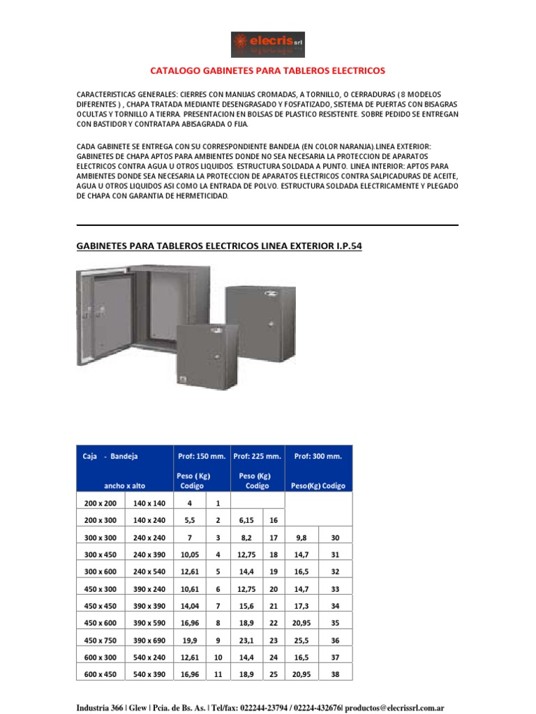 Elecris Srl Catalogo Gabinetes Para Tableros Electricos Rieles